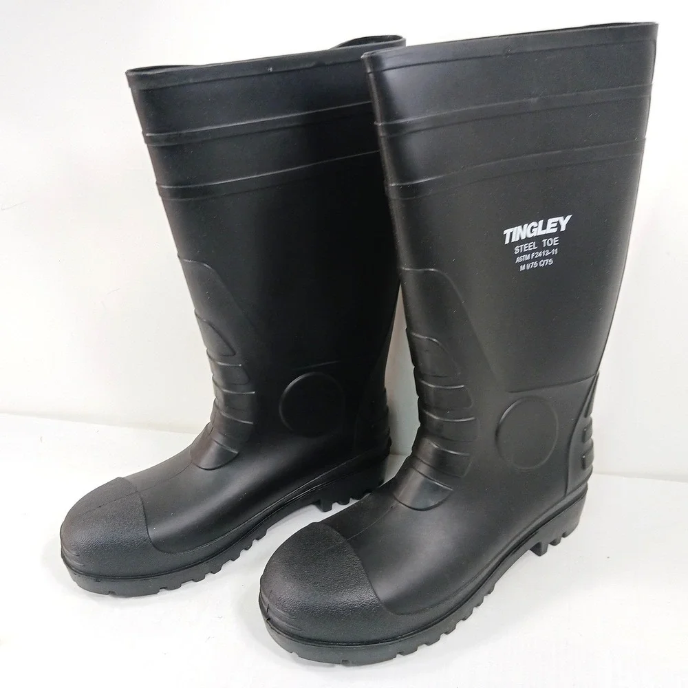 Tingley Mens Steel Toe Work Boots Black Rubber Waterproof ASTM F2413-11 Size 12